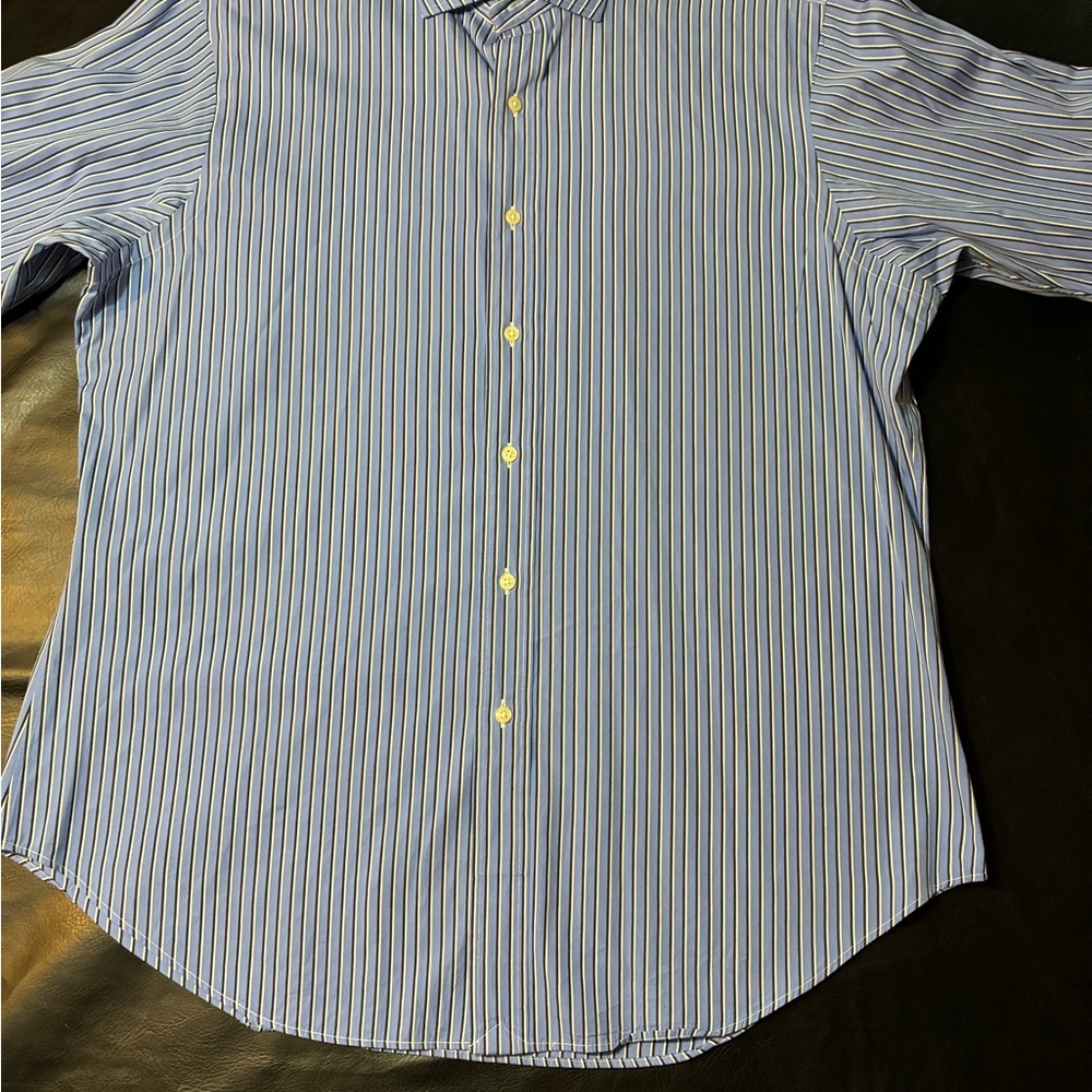 Polo by Ralph Lauren Men's Estate Classic Blue Pinstripe Dress Shirt - Picture 5 of 14